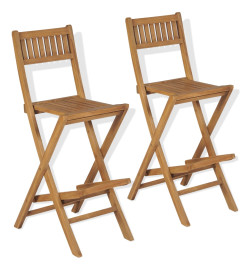 Tabourets pliables de bar d'extérieur 2 pcs Bois de teck solide