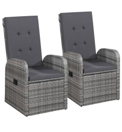 Ensemble de salle à manger de jardin avec coussins 3 pcs Gris