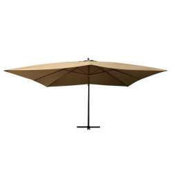 Parasol en porte-à-faux avec mât en bois 400x300 cm Taupe