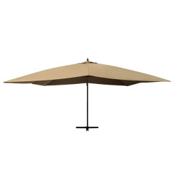 Parasol en porte-à-faux avec mât en bois 400x300 cm Taupe