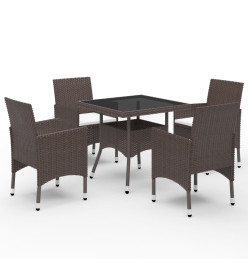 Mobilier à dîner de jardin 5 pcs Marron Résine tressée et verre