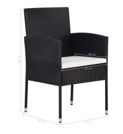 Ensemble de salle à manger de jardin 5 pcs Noir