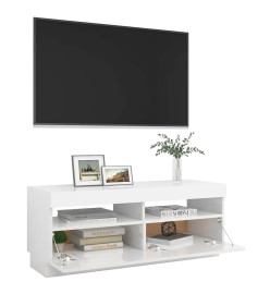 Meuble TV avec lumières LED blanc brillant 100x35x40 cm