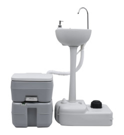 Toilette portable de camping et support à laver les mains Gris