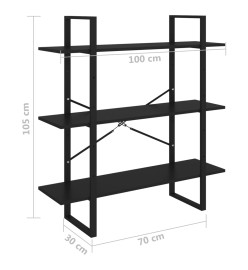 Bibliothèque Noir 100x30x105 cm Aggloméré