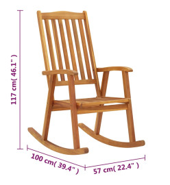 Chaise à bascule avec coussins Bois d'acacia massif