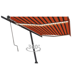 Auvent automatique capteur de vent LED 500x350 cm Orange marron