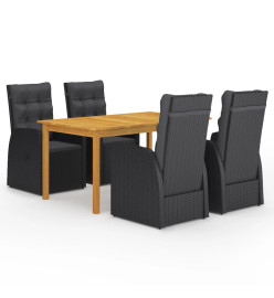 Ensemble de salle à manger de jardin 5 pcs Noir