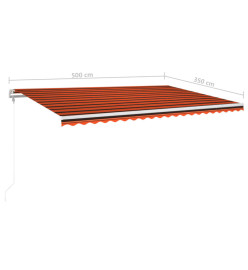 Auvent automatique capteur de vent LED 500x350 cm Orange marron