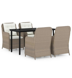 Ensemble de salle à manger de jardin 5 pcs Marron