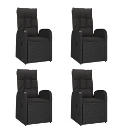 Mobilier à dîner de jardin et coussins 5pcs Noir Résine tressée