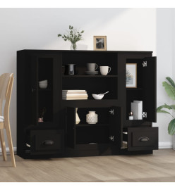 Buffets 3 pcs noir bois d'ingénierie