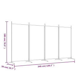 Cloison de séparation 4 panneaux Marron 346x180 cm Tissu
