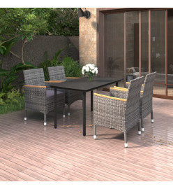 Ensemble à dîner de jardin coussins 5 pcs Résine tressée Verre