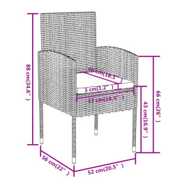 Mobilier à dîner de jardin 3 pcs Résine tressée Noir