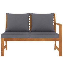 Banc de jardin 114,5 cm avec coussin gris foncé Bois d'acacia