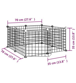 Cage animaux de compagnie à 8 panneaux et porte Noir 35x35 cm