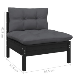 Canapé 4 places de jardin avec coussins anthracite Bois de pin