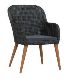 Mobilier de salle à manger de jardin avec coussins 7 pcs Noir