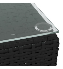 Table de basse de jardin Noir 60x60x30 cm Résine tressée verre