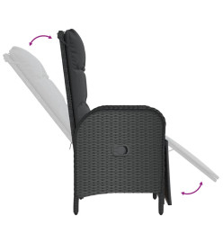Mobilier à dîner de jardin et coussins 5pcs Noir Résine tressée