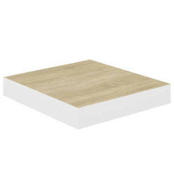 Étagère murale flottante Chêne et blanc 23x23,5x3,8 cm MDF