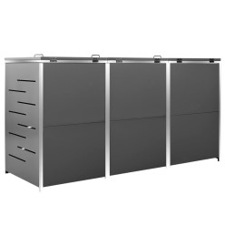 Abri pour trois poubelles 207x77,5x115 cm Inox