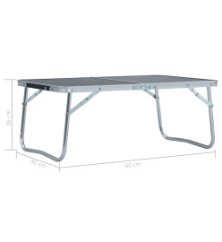 Table pliable de camping Gris Aluminium 60x40 cm