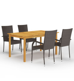 Ensemble de salle à manger de jardin 5 pcs Marron