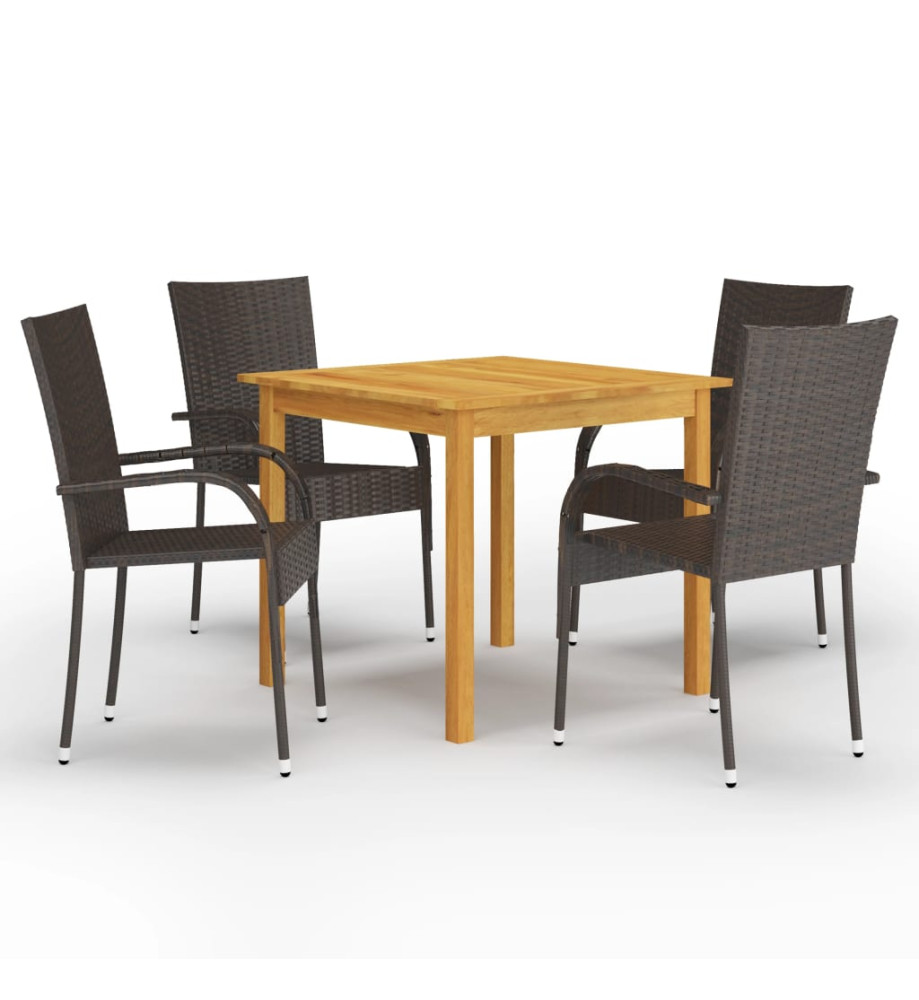 Ensemble de salle à manger de jardin 5 pcs Marron Ensemble de salle à manger de jardin 5 pcs Marron