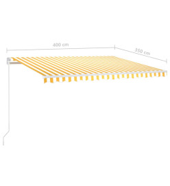 Auvent manuel rétractable avec LED 400x350 cm Jaune et blanc