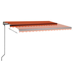 Auvent manuel rétractable avec LED 4,5x3 m Orange et marron