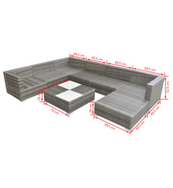 Salon de jardin 8 pcs avec coussins Résine tressée Gris