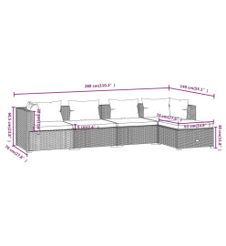 Salon de jardin 5 pcs avec coussins Résine tressée Gris
