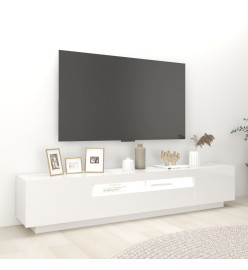 Meuble TV avec lumières LED Blanc brillant 200x35x40 cm