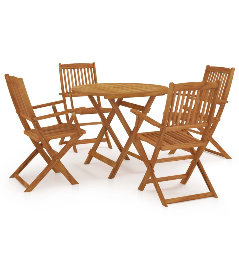 Mobilier à dîner d'extérieur pliable 5 pcs Bois d'acacia solide Mobilier à dîner d'extérieur pliable 5 pcs Bois d'acacia solide