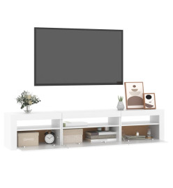 Meuble TV avec lumières LED Blanc 195x35x40 cm