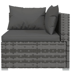 Salon de jardin 4 pcs avec coussins résine tressée gris