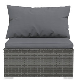 Salon de jardin 4 pcs avec coussins résine tressée gris