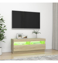 Meuble TV avec lumières LED chêne sonoma 100x35x40 cm