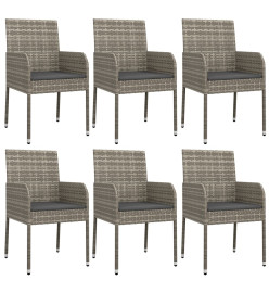 Mobilier à dîner de jardin et coussins 7 pcs gris rotin