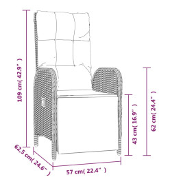 Ensemble de salle à manger de jardin avec coussins 3 pcs Noir