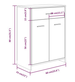 Armoire de bain Chêne marron 60x33x80 cm Bois d'ingénierie