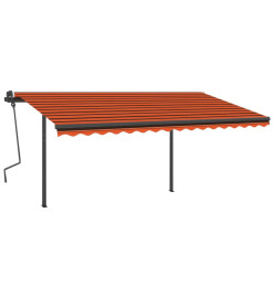 Auvent rétractable automatique et poteaux 4x3m Orange et marron