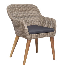 Ensemble de salle à manger de jardin 9 pcs Marron