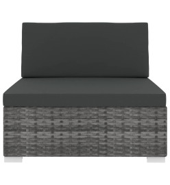 Siège central sectionnel 1 pc et coussins Résine tressée Gris