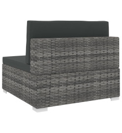Siège central sectionnel 1 pc et coussins Résine tressée Gris