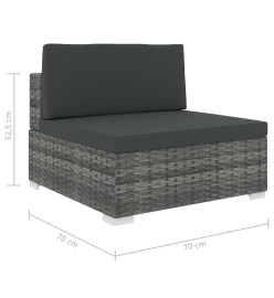 Siège central sectionnel 1 pc et coussins Résine tressée Gris