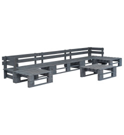 Salon de jardin palette 6 pcs Bois Gris