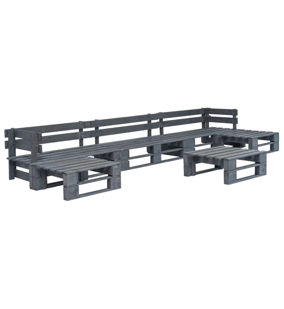 Salon de jardin palette 6 pcs Bois Gris Salon de jardin palette 6 pcs Bois Gris
